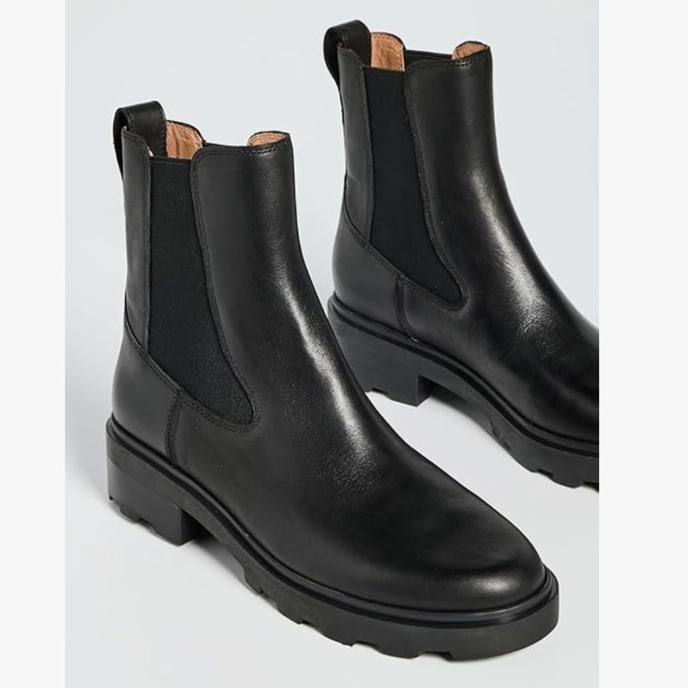 Nwot Madewell Women's The Wyckoff Chelsea Lugsole Boot in Leather Black sz9.5